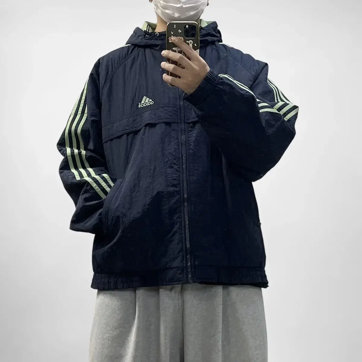 Adidas Old School Track Hooded Jumper Navy