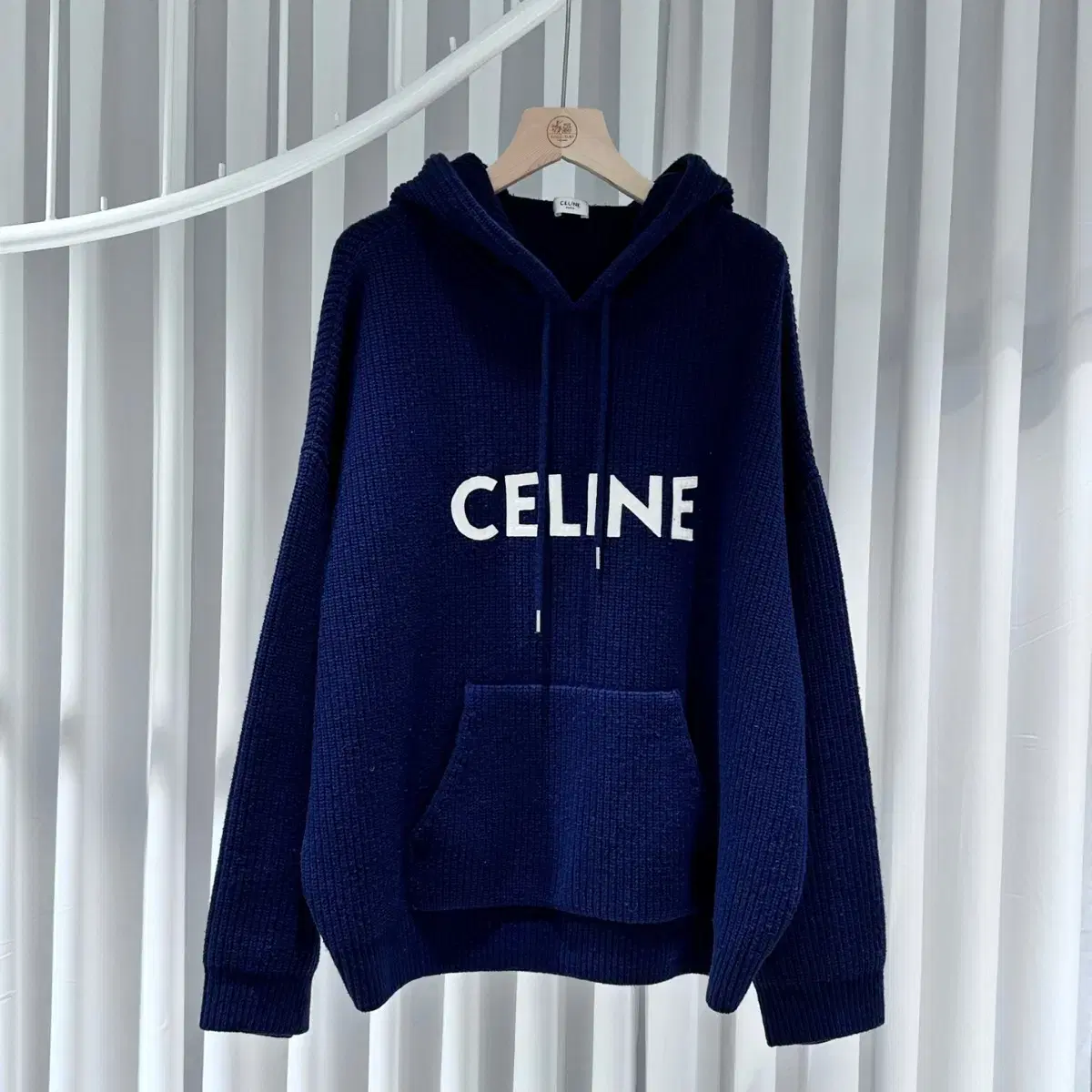 Seline Wool Logo Knit Hoodie Navy / XL