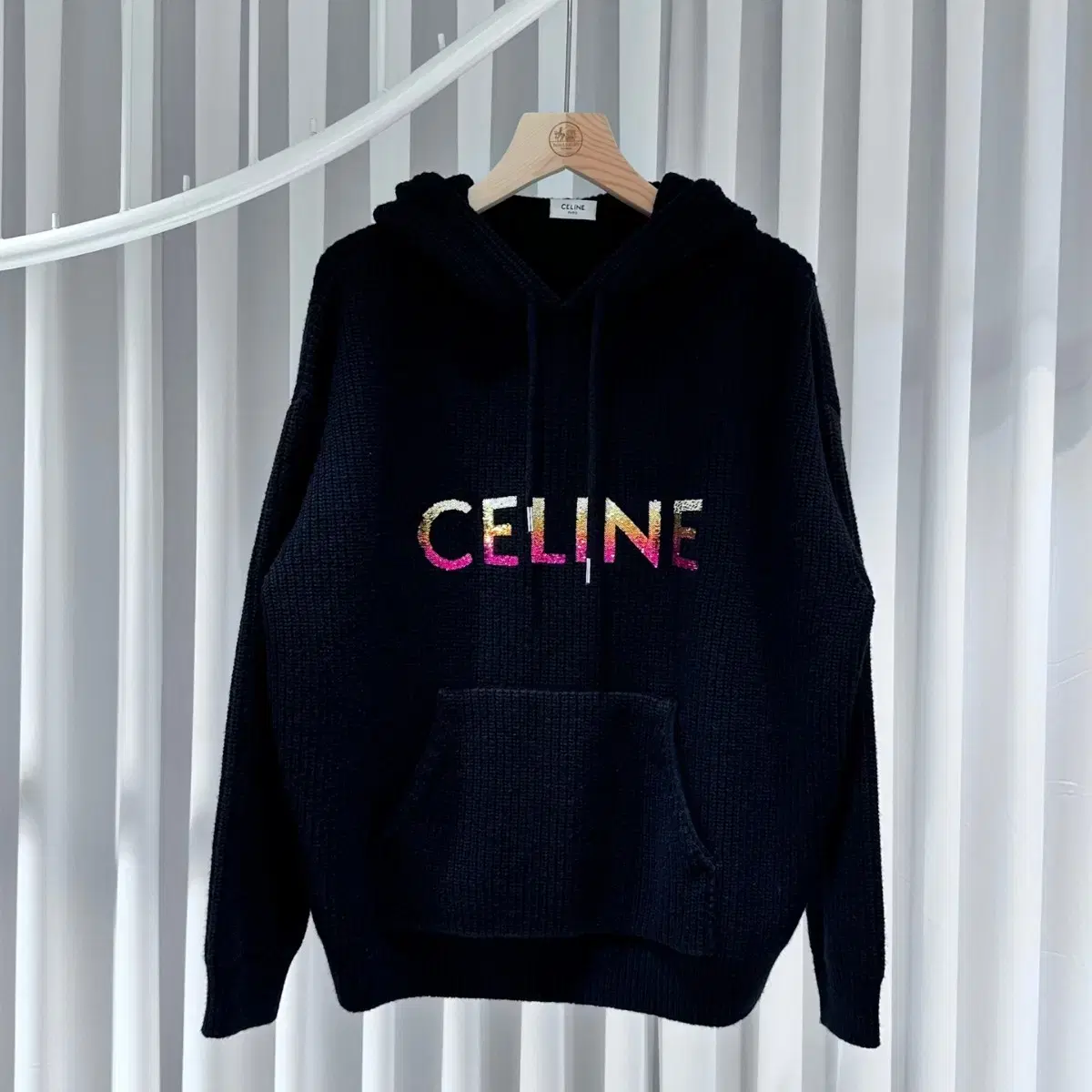 Seline Sequin Wool Knit Hoodie Black / XS