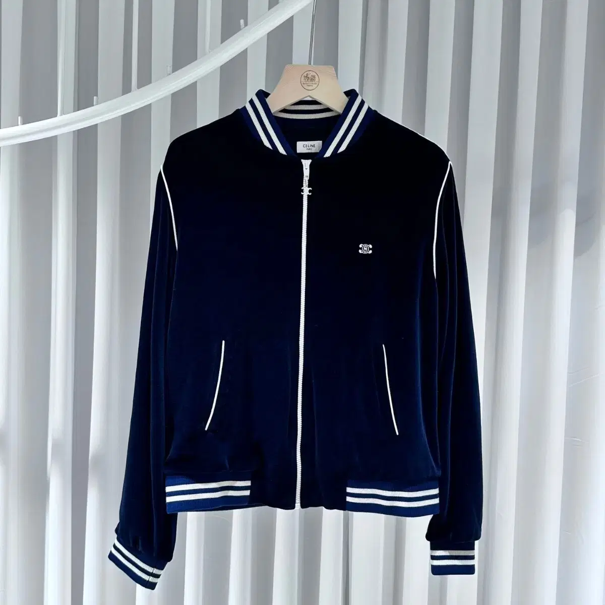 Seline Triope logo velvet zip-up / L