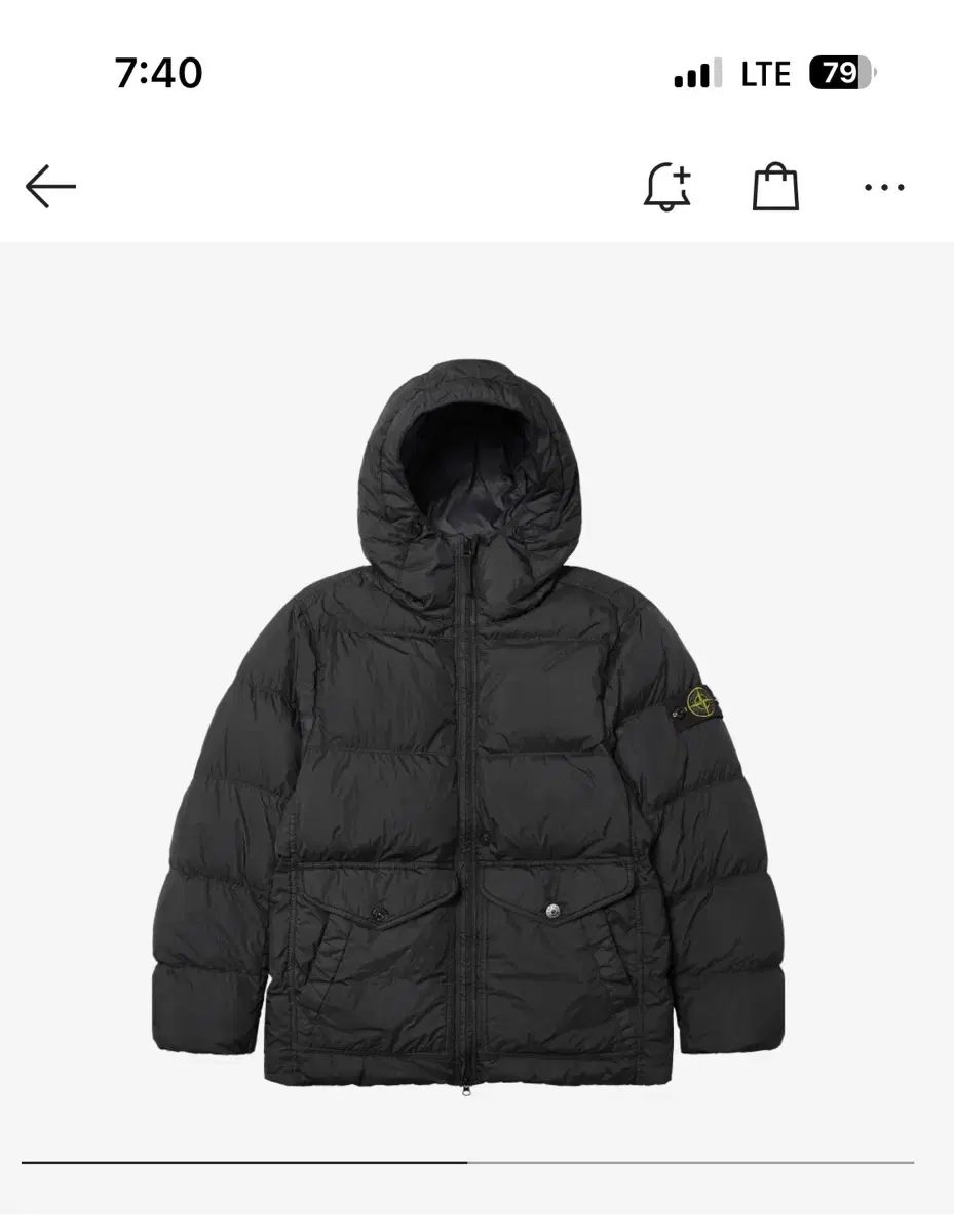 (NEW) Stone Island Crinklaps Hooded Down Jacket Padded Black