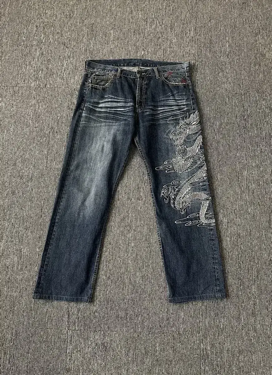 Yongjiaxuan Wide-Wash Denim Vintage Pants Pants