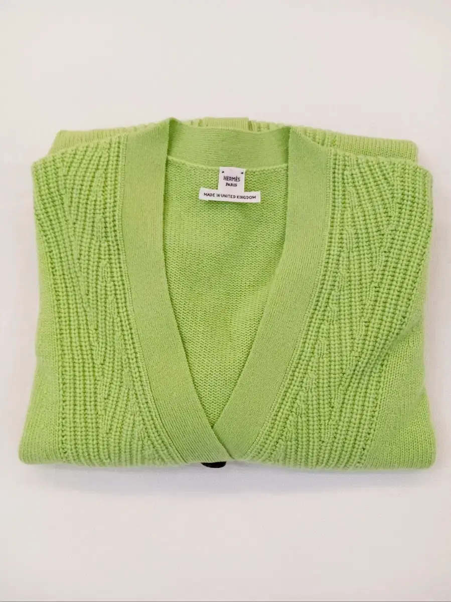 Hermes long chartreuse cardigan size 38 brand new for sale.