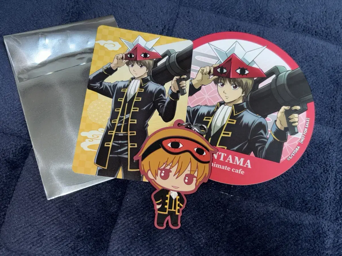 Gintama Sogo Anime Cafe Coaster Photo Card Rubber Keyring Charms