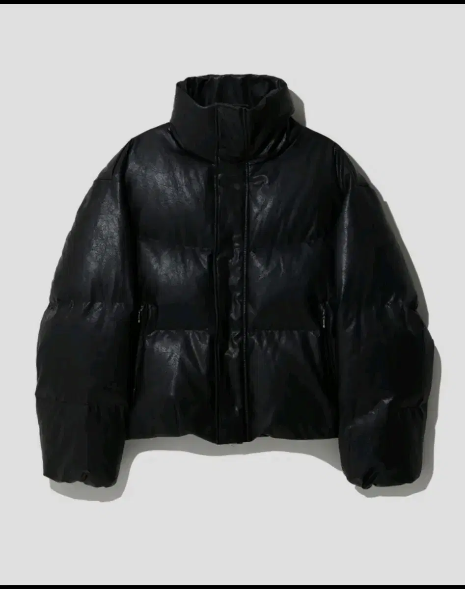 bislow22fw leather short down jacket black