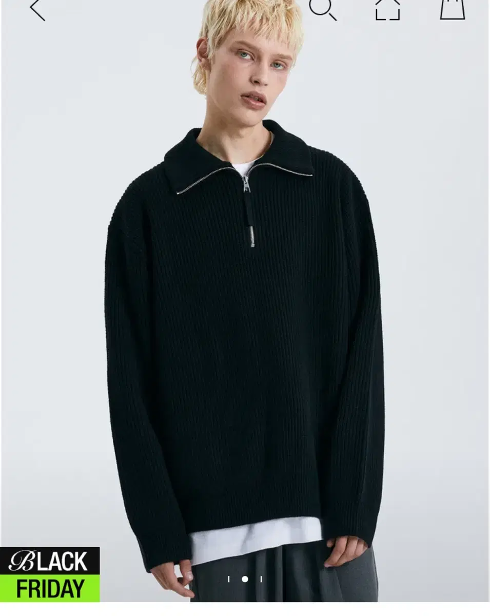 [100] Tngt TNGT Half Zip Up Knit Black