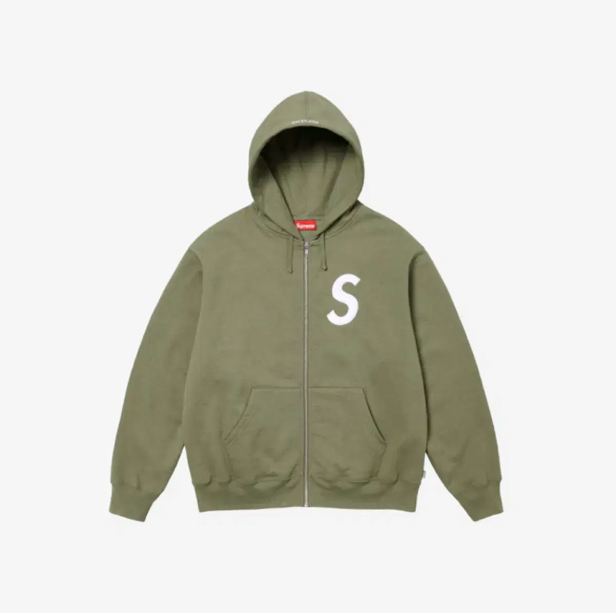 [XL] Supreme S Logo Zip-Up Hooded Sweatshirt Light Olive