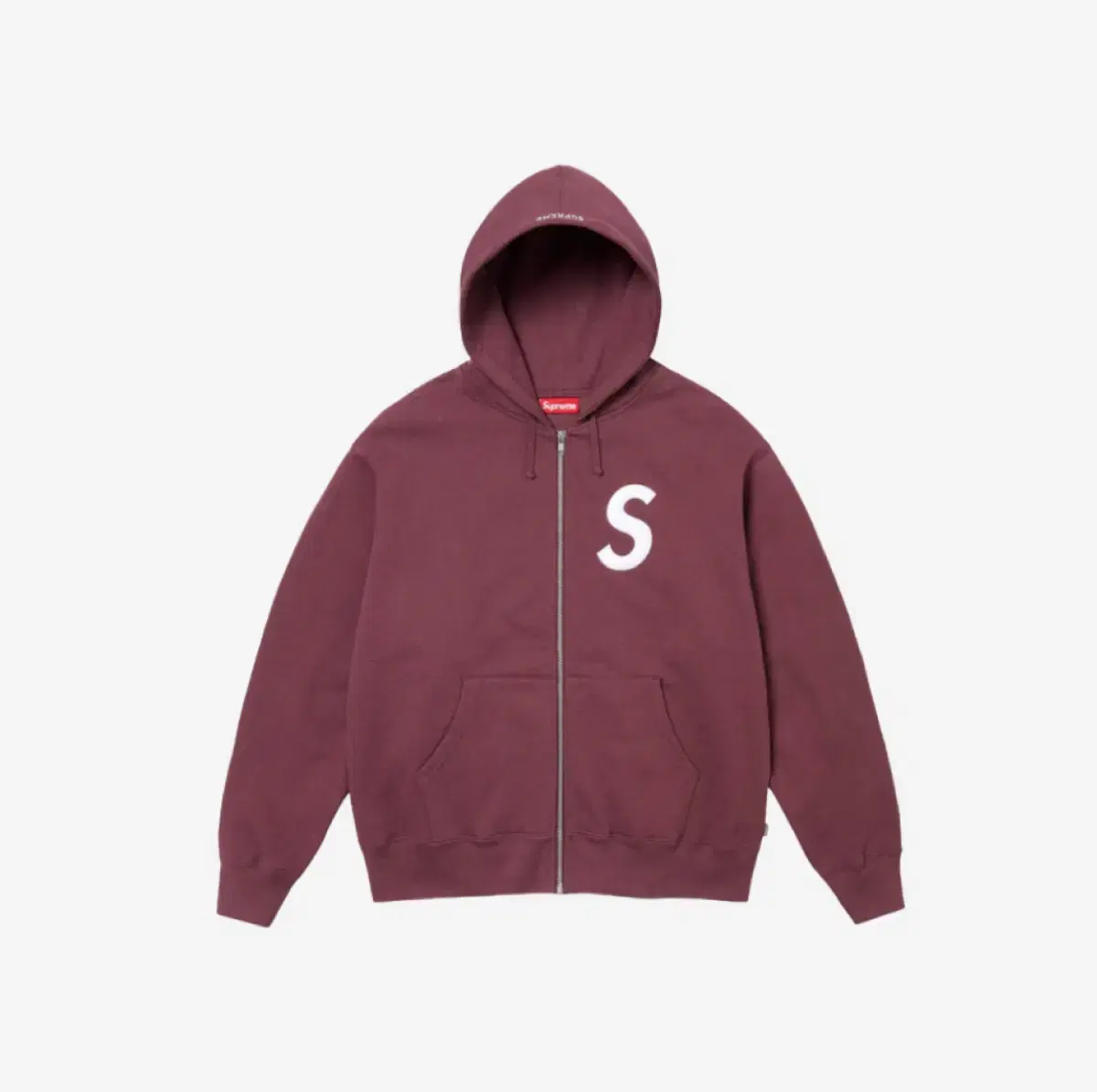 [XL]Supreme S Logo Zip-Up Hooded Sweatshirt Maroon