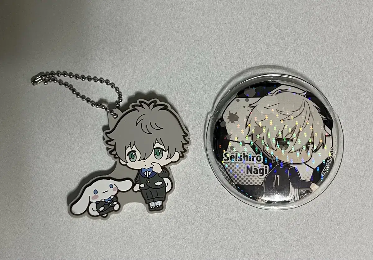 BLUELOCK Nagi Seishiro Badge, Sanrio Collaboration Keyring