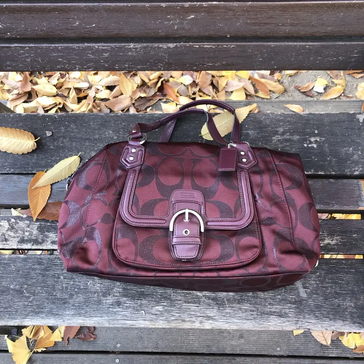 Vintage Coach burgundy tote bag