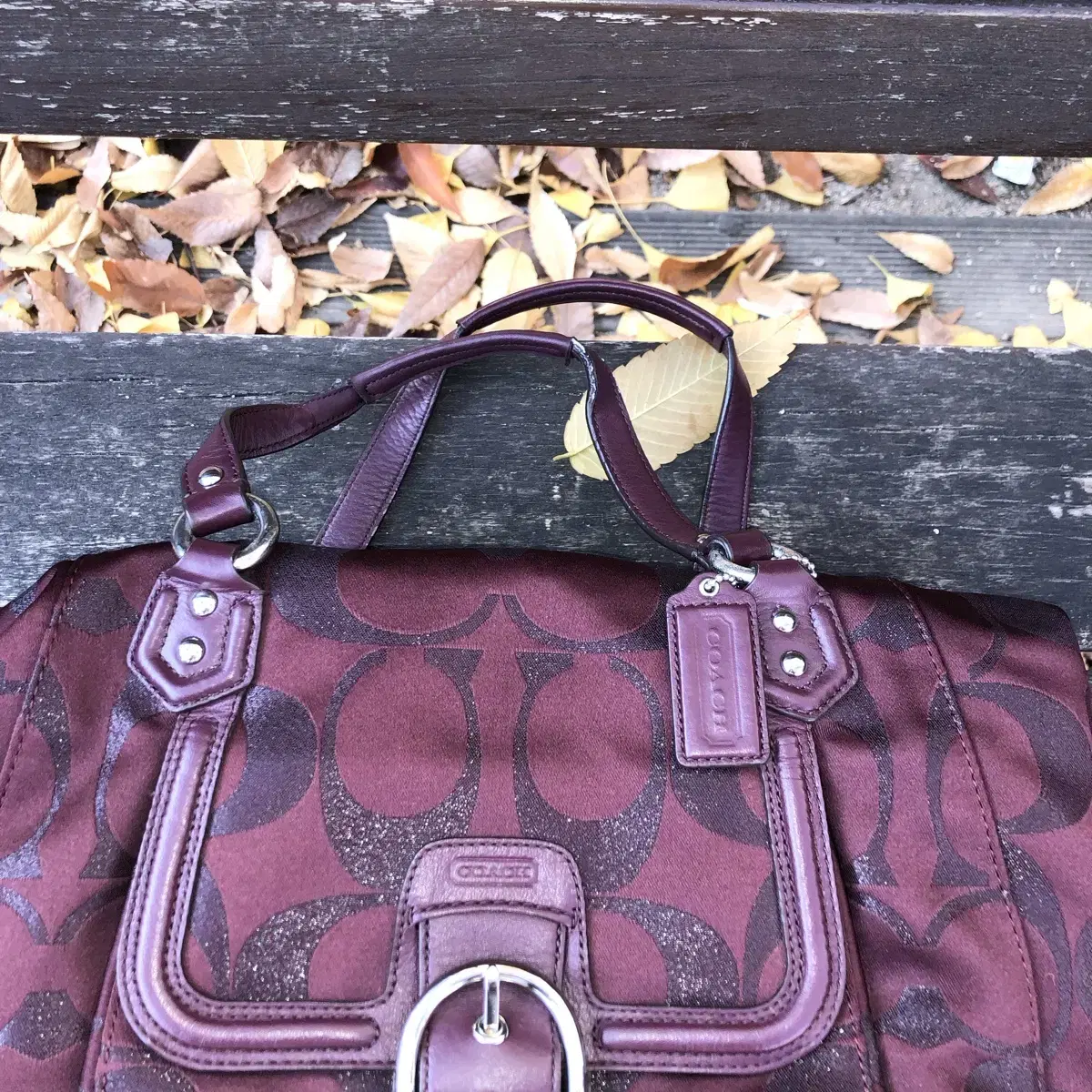 Vintage Coach burgundy tote bag