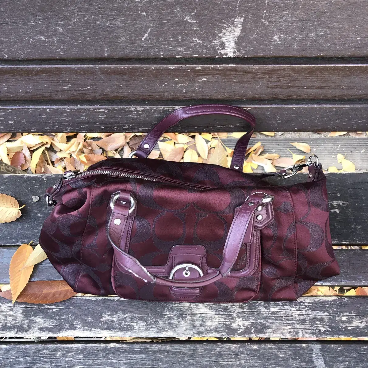 Vintage Coach burgundy tote bag