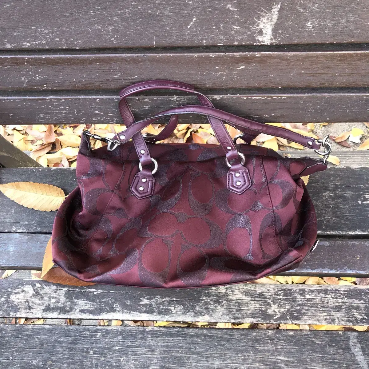 Vintage Coach burgundy tote bag