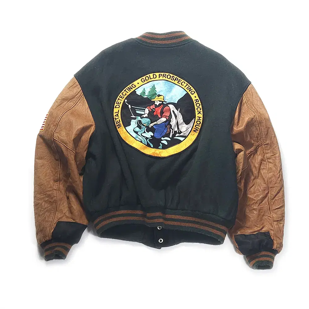 90s Vintage American-made Wool and Leather Varsity Jacket