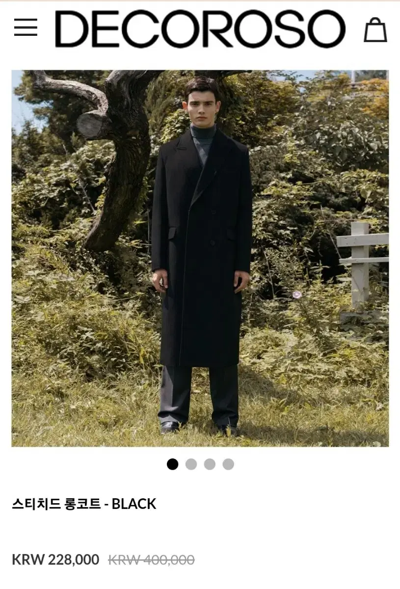 DeCorosso Stitched Long Coat Black/Oatmeal