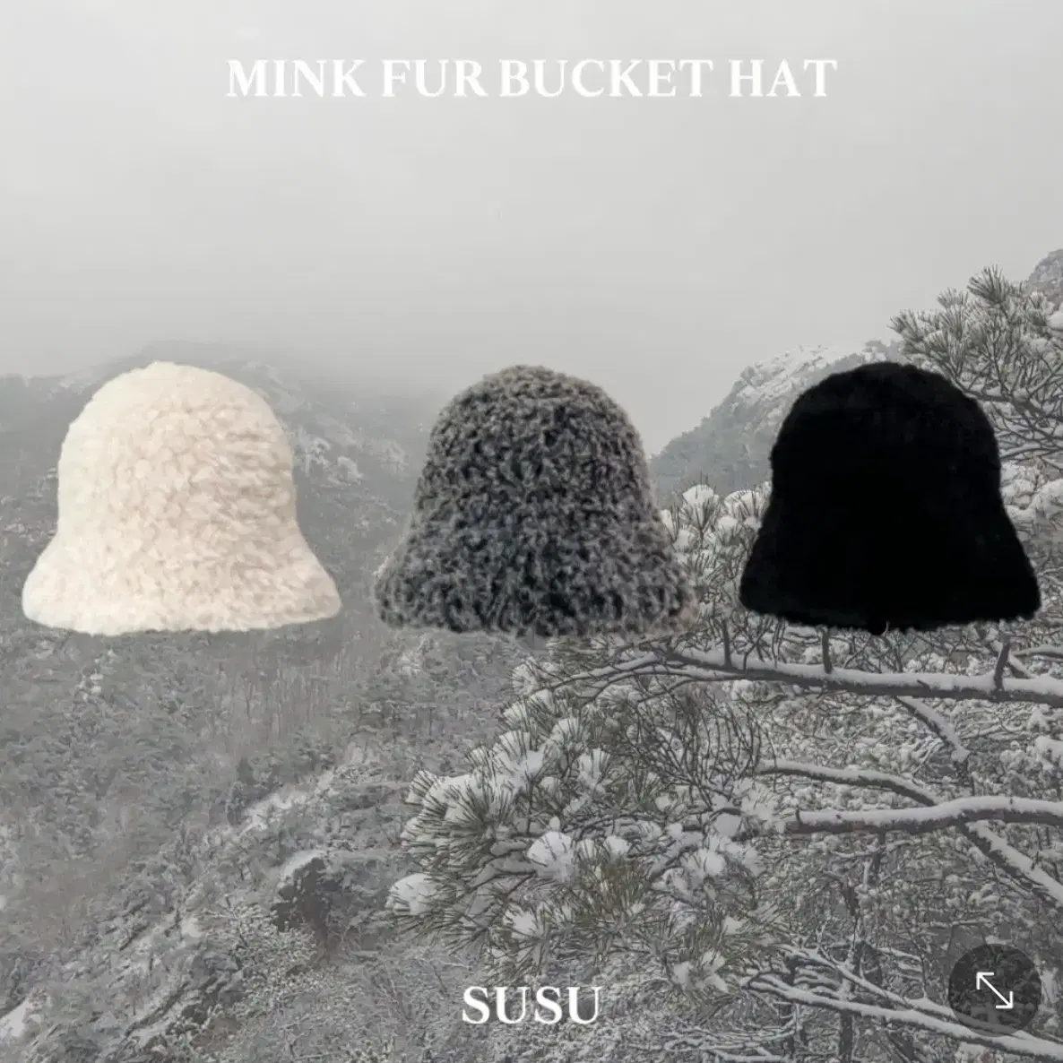 SUSU MINK FUR BUCKET HAT 수수 퍼모자 버킷햇