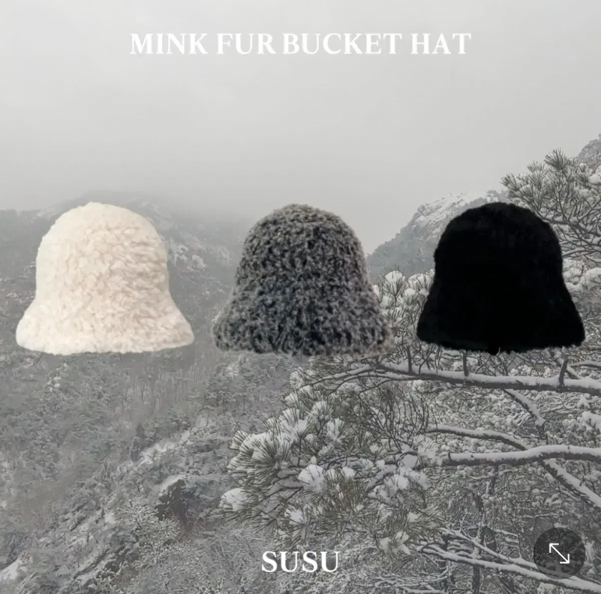 SUSU MINK FUR BUCKET HAT 수수 퍼모자 버킷햇