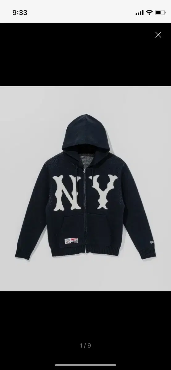 [TAPPO](L)New Era New York Yankees Hooded Zip-Up Knit Cardigan Navy