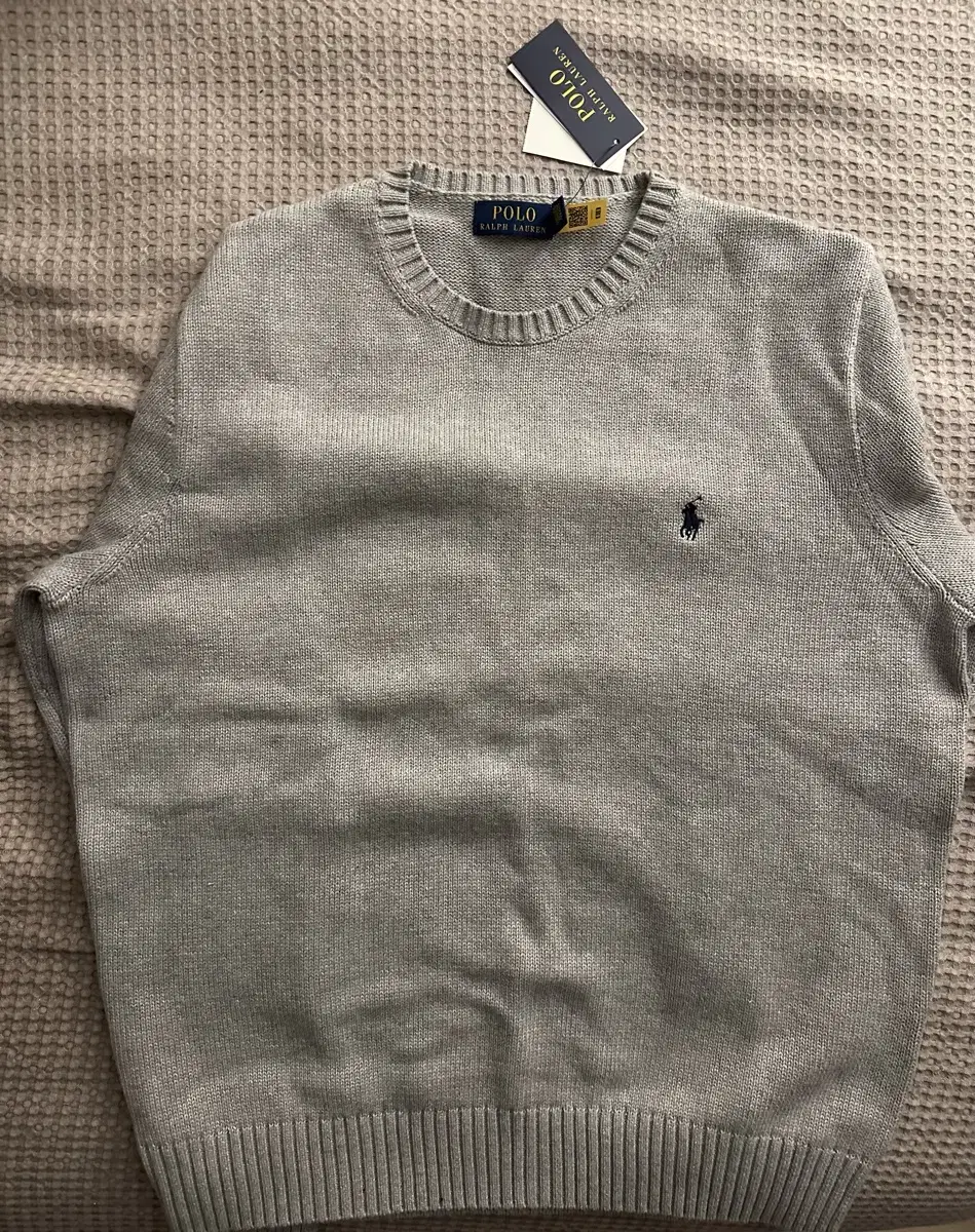 [L] Polo Ralph Lauren round-knit heather gray department store new for sale