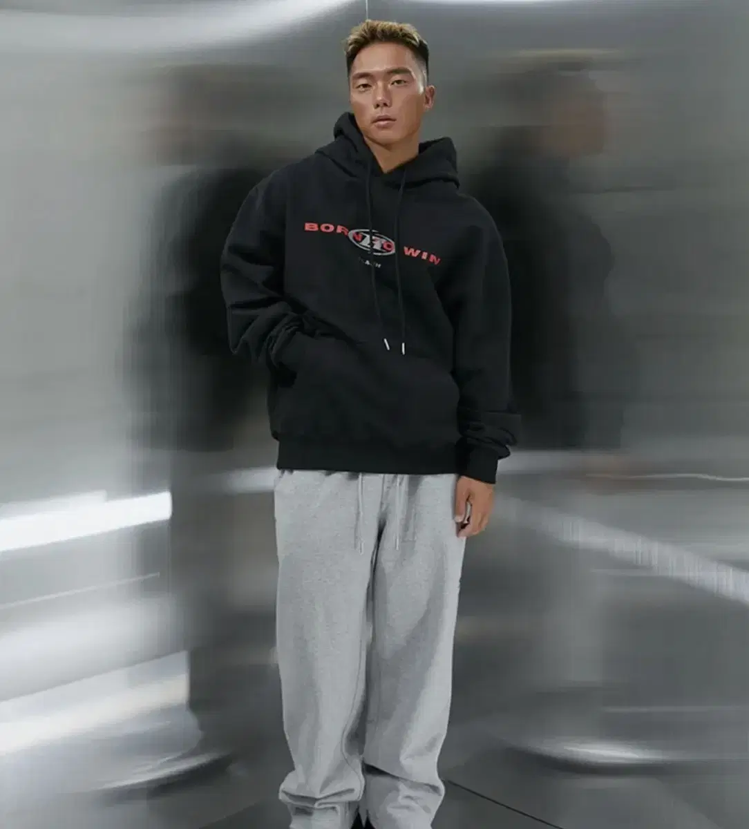 [3] A win-win layered logo oversized hoodie