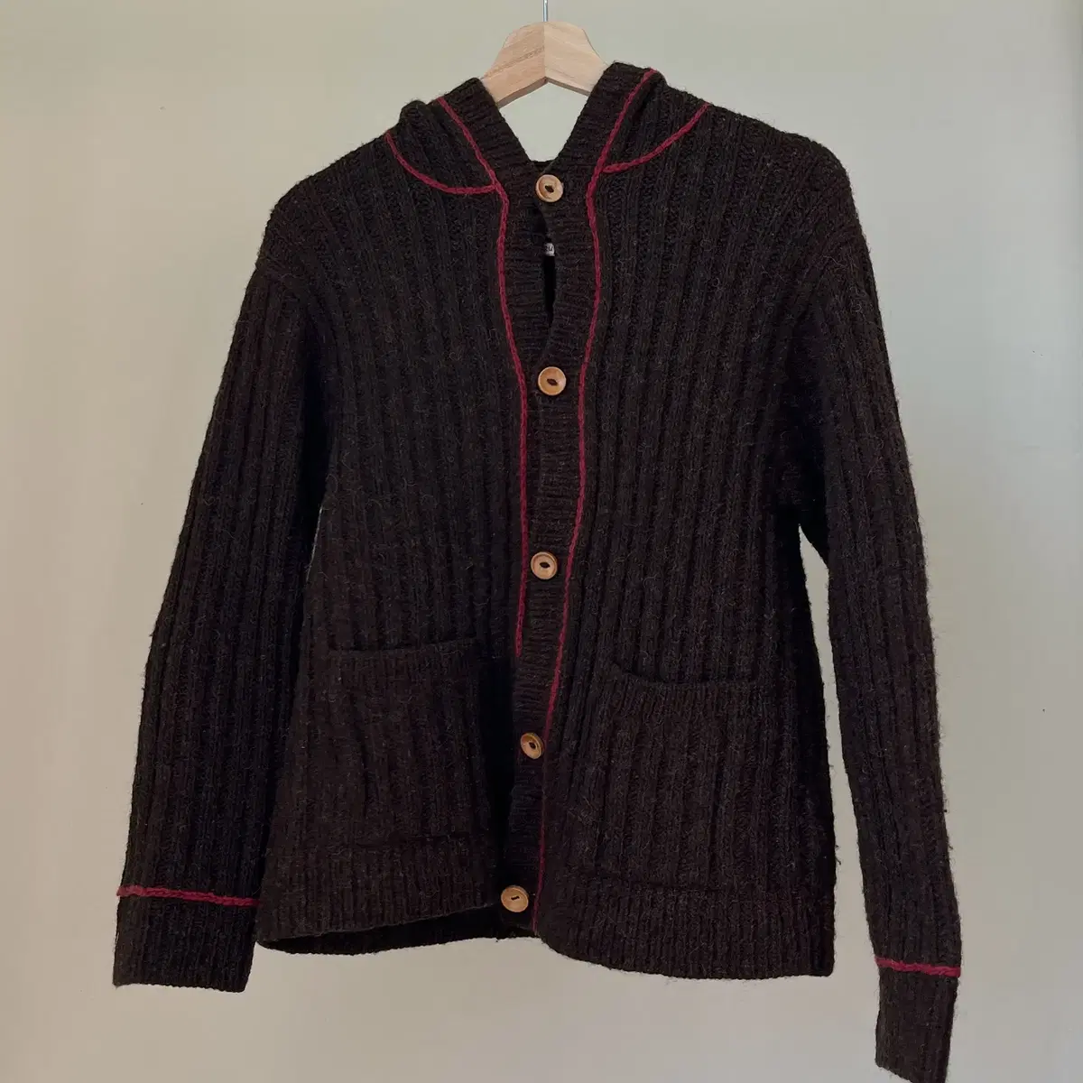 GAIJIN made wool100% Hoodie Cardigan 페루제