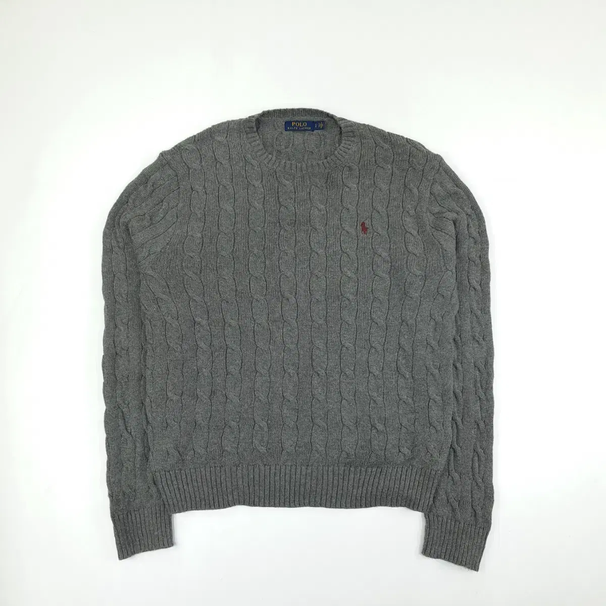 (CS126)L Polo Ralph Lauren Pretzel gray long sleeve knit