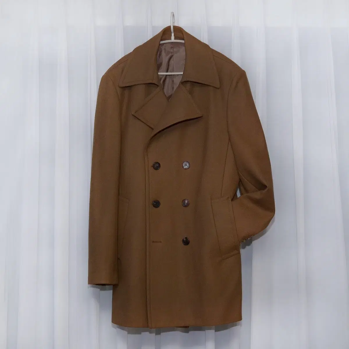 DKNY Wool Cashmere Classic Camel Brown Double Coat Jacket (100+)