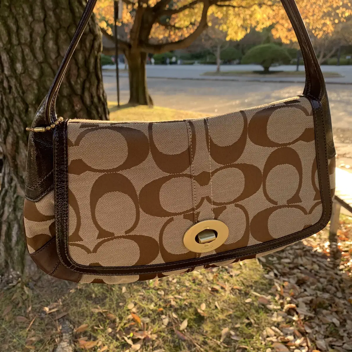 COACH 00's Turnlock JacquardShoulder Bag