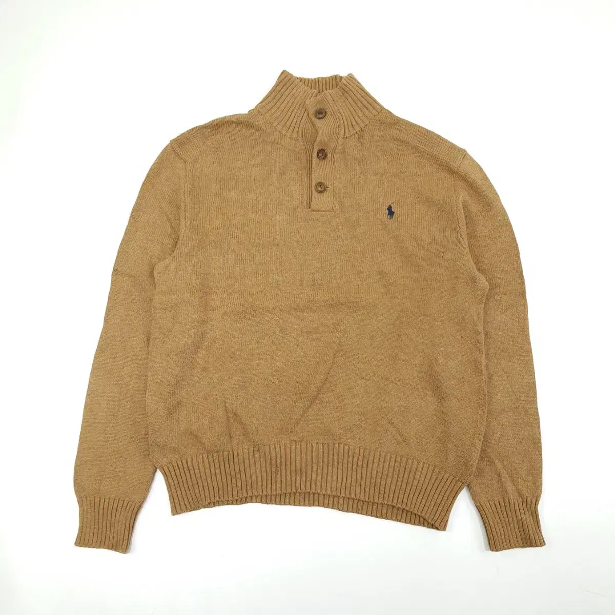 (CS129)M Polo Ralph Lauren Jin beige half-button long sleeve knit