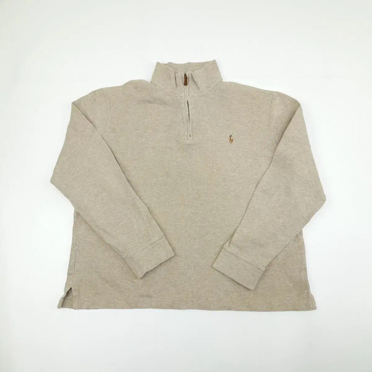 (CS130)M Polo Ralph Lauren Oatmeal Beige Half Zip QR knit