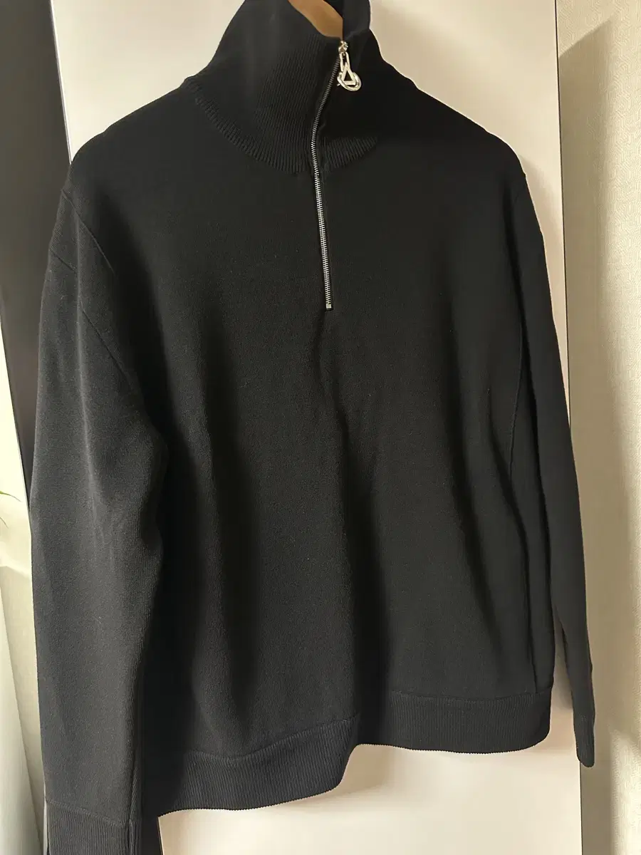 Solid Homme Black Full Zip-Up Neck Knit