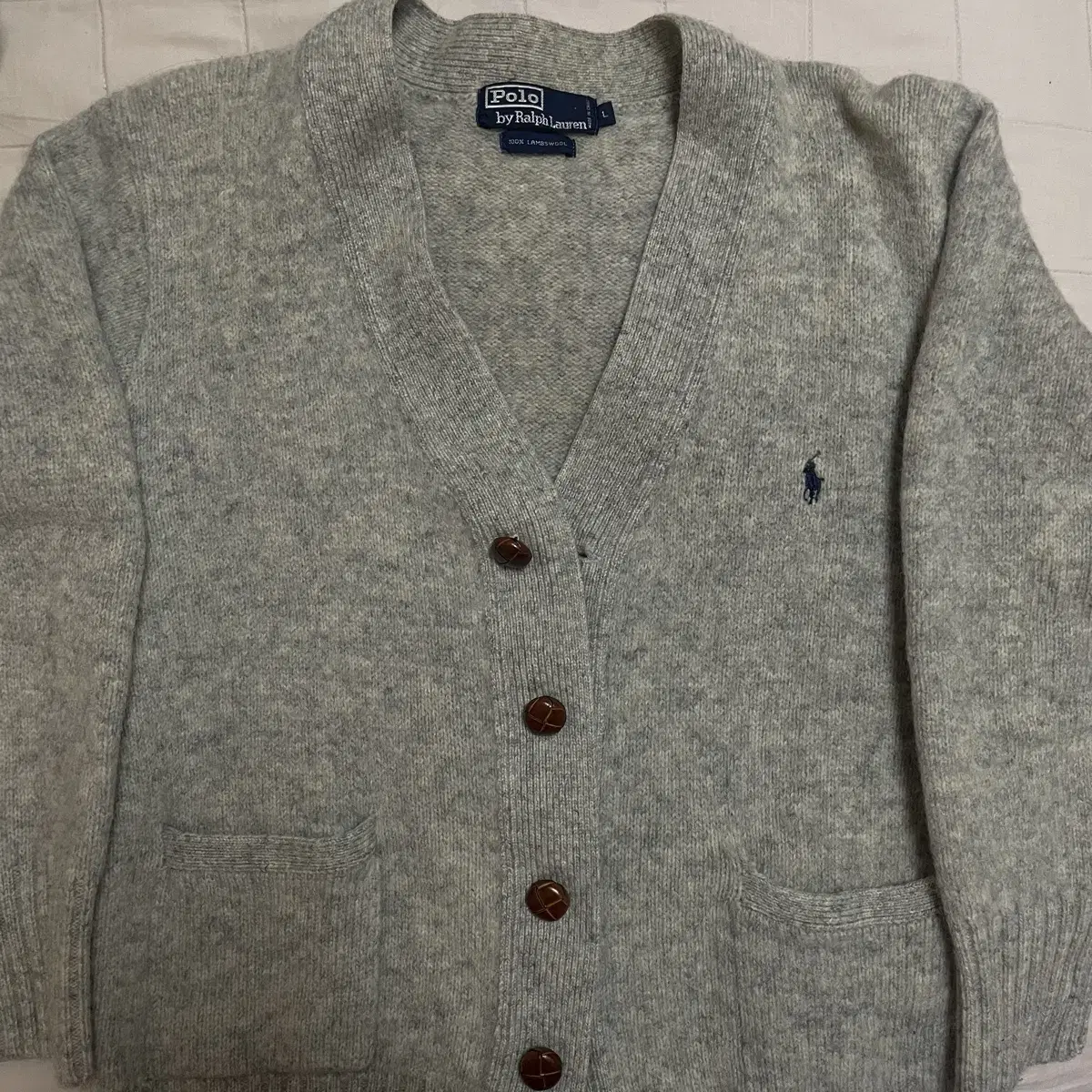 Polo Leather-buttoned Wool Cardigan