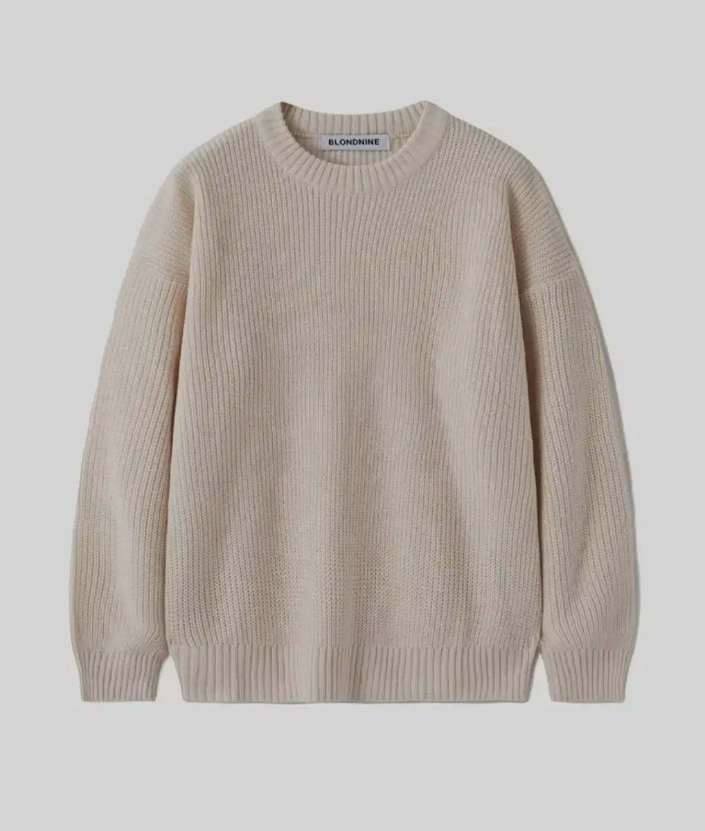 Crew-neck ribbed knit sweater in ivory