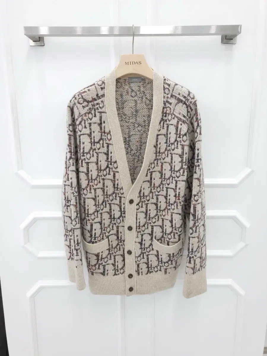 Dior Oblique beige-brown virgin wool cardigan