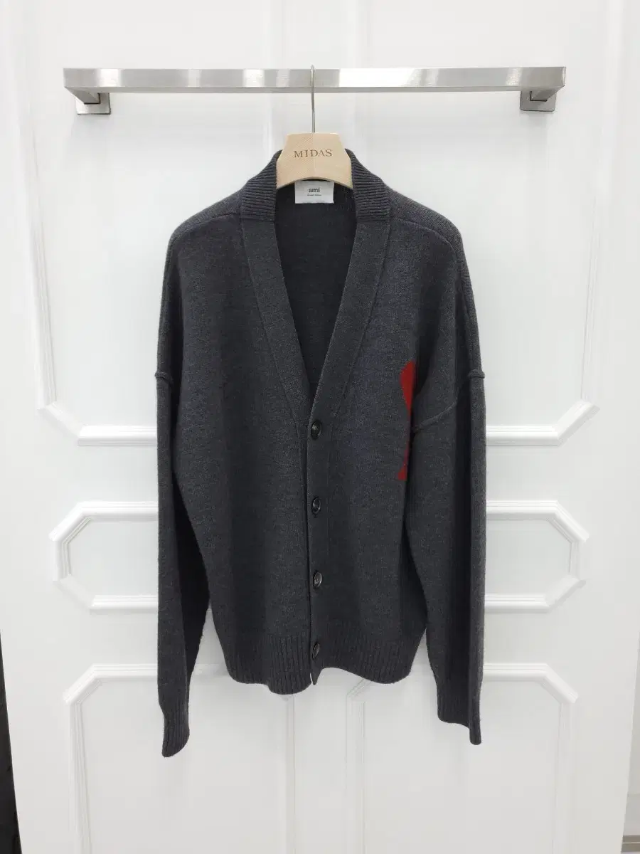 Army Big Heart Logo Wool Cardigan Gray