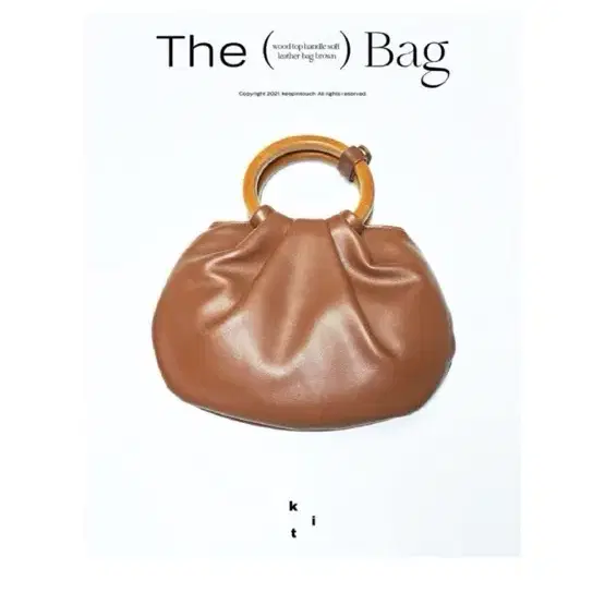 킵인터치 wood top handle soft leather bag