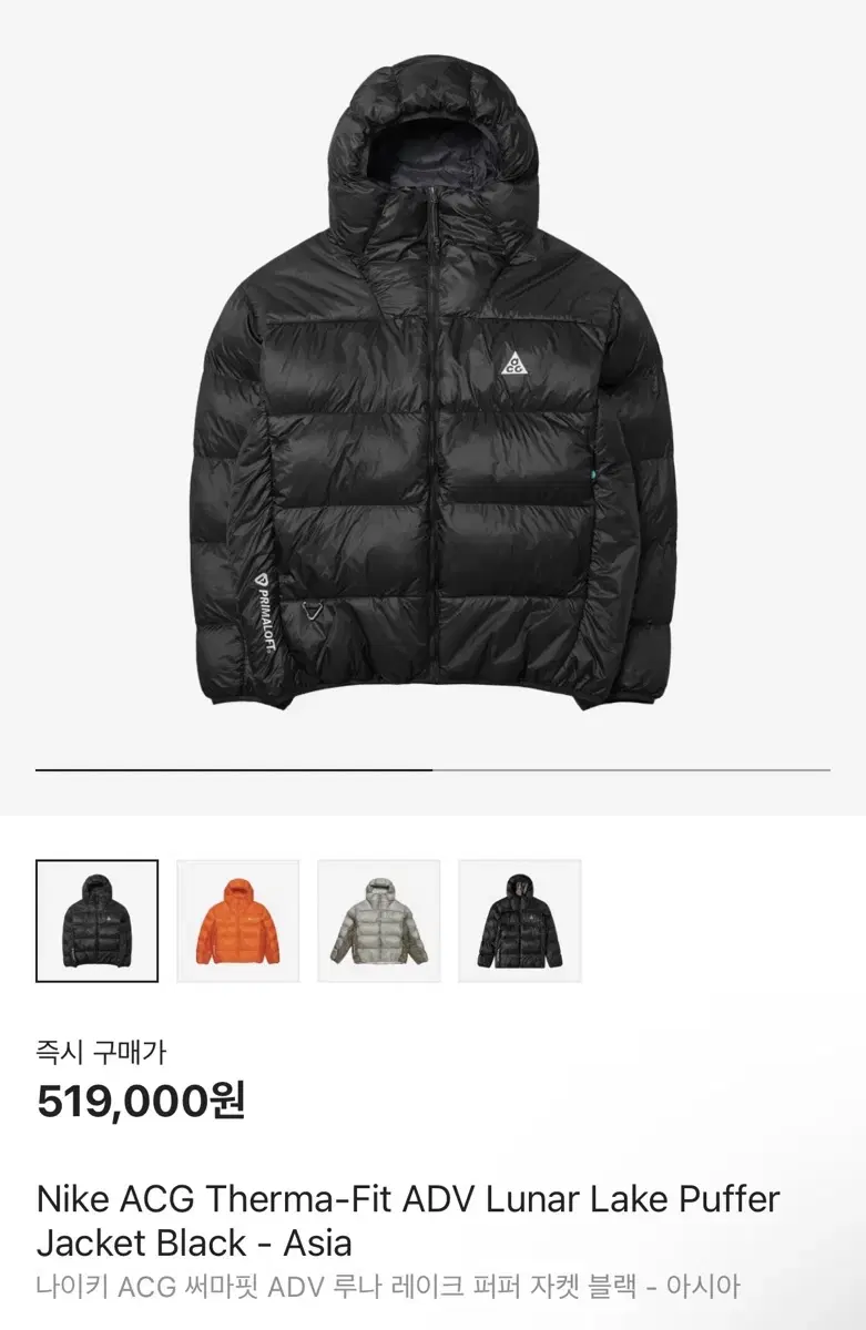 [S] Nike acg luna lay puffy jacket black asia