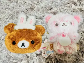 코리락쿠마 사쿠라 목걸이 봉제 인형 챠이로이코곰 부활절 토끼