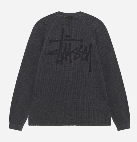 [XL] Stussy Raglan Thermal Long Sleeve Washed Black