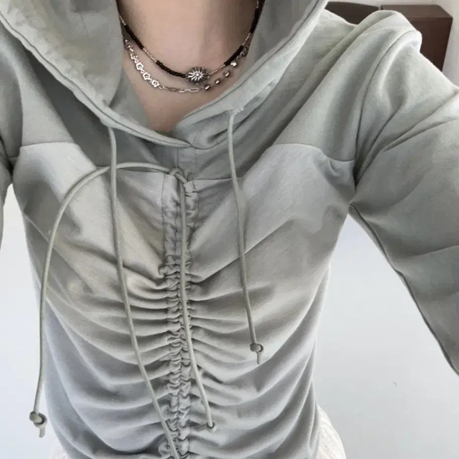 옵텐소 fairy shirring hood t-shirt