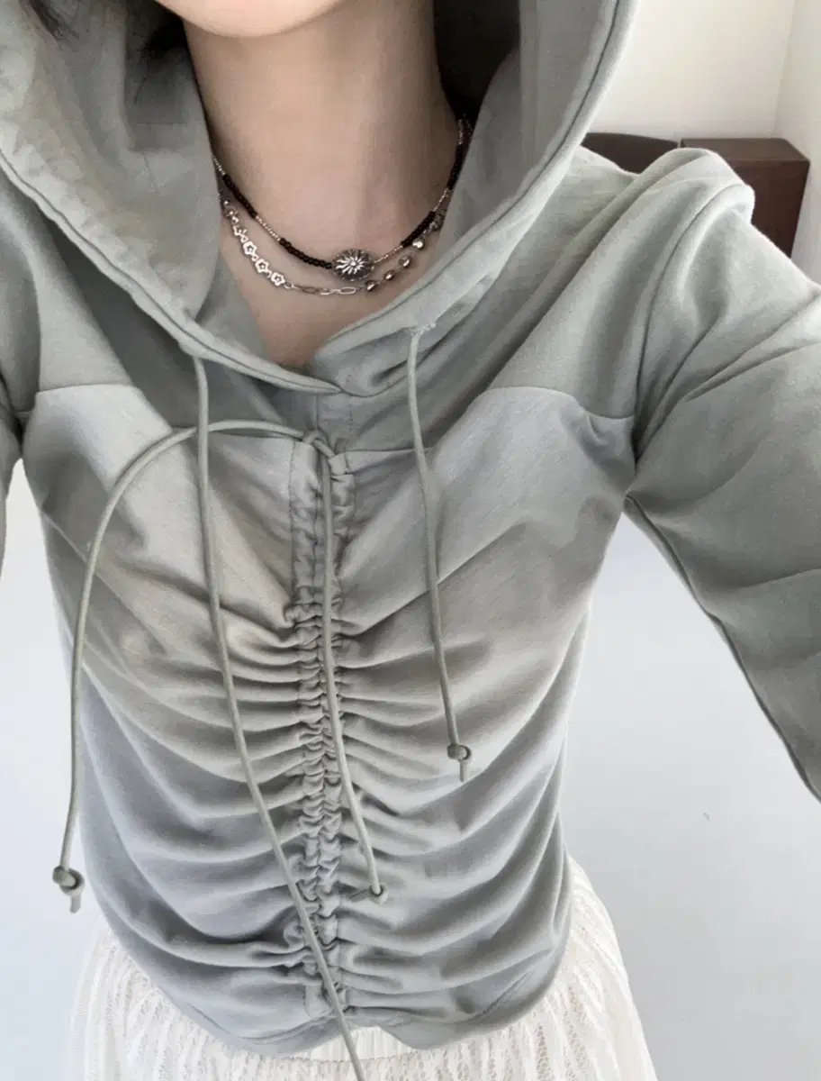 옵텐소 fairy shirring hood t-shirt