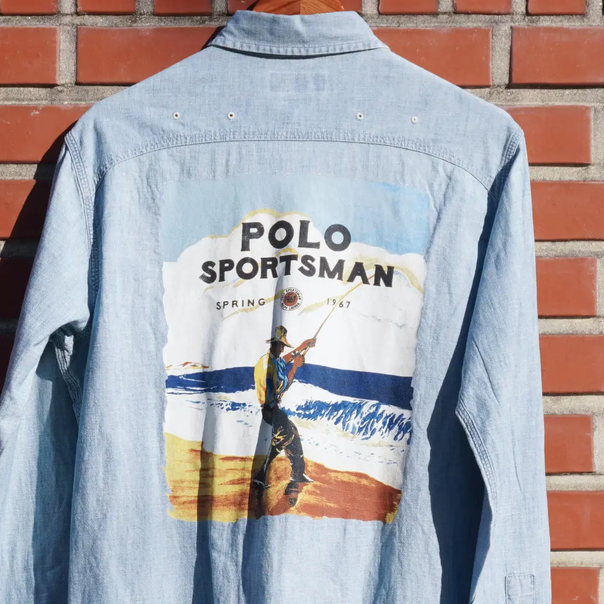 Polo Chambray Sportsman Print Shirt Size S