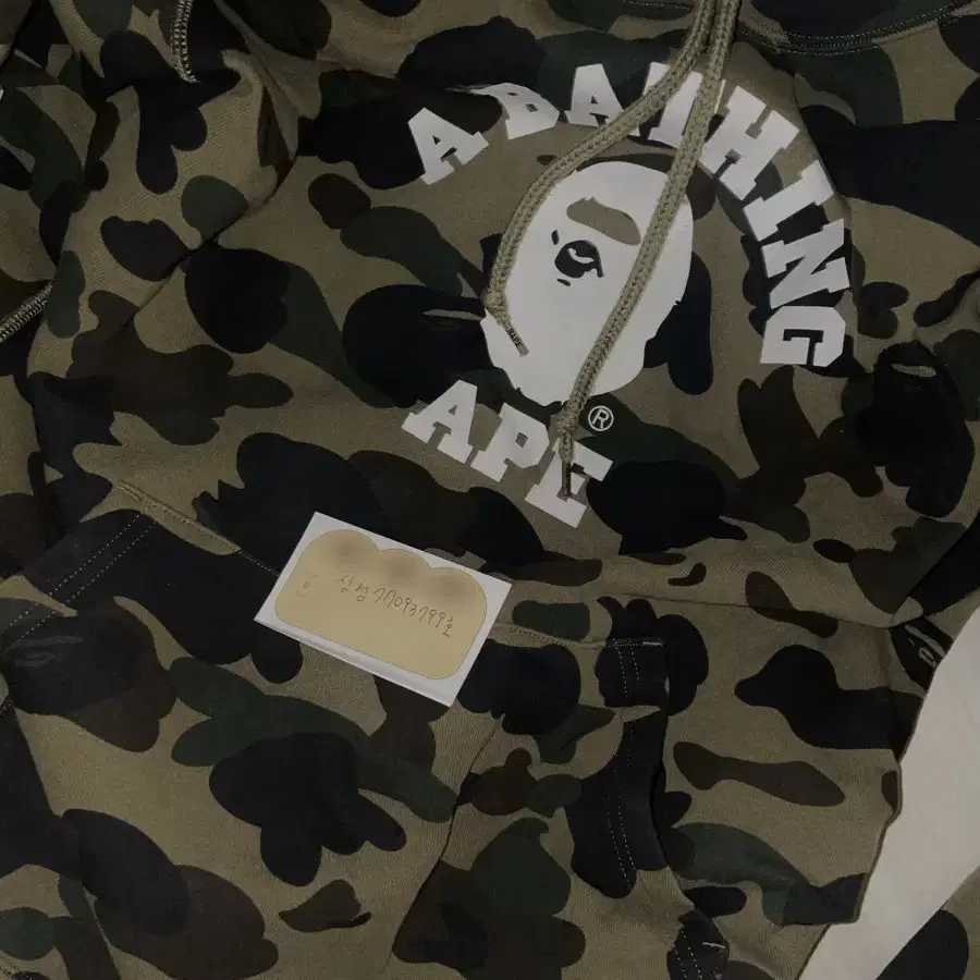 [BAPE] 베이프 퍼스트 카모 컬리지 풀오버 후드 아미 그린XL