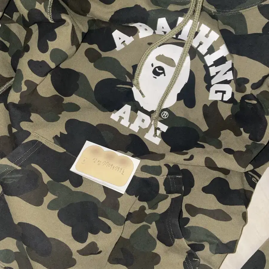 [BAPE] 베이프 퍼스트 카모 컬리지 풀오버 후드 아미 그린XL