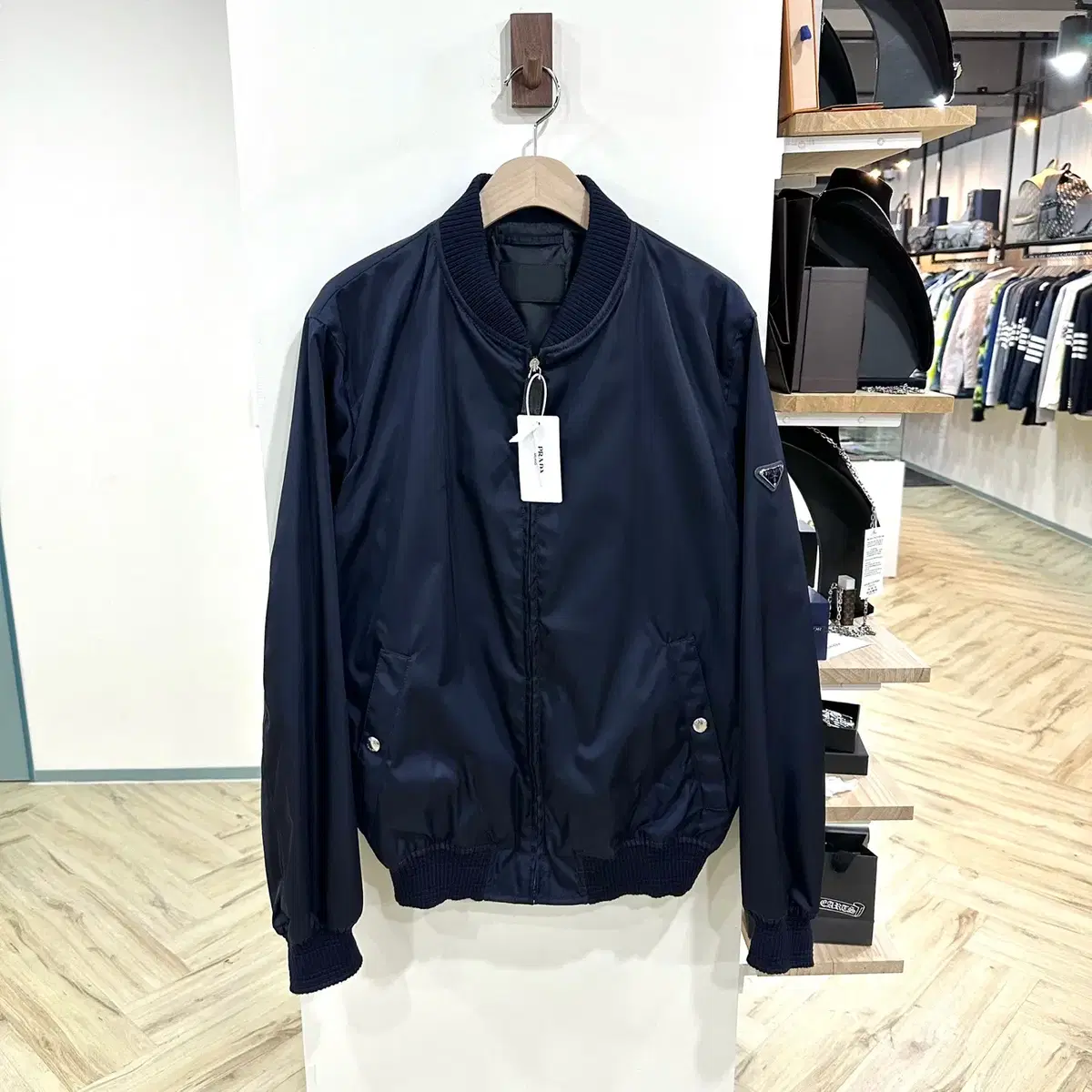 Prada Triangular Logo Rinylon Aviation Bomber Jacket