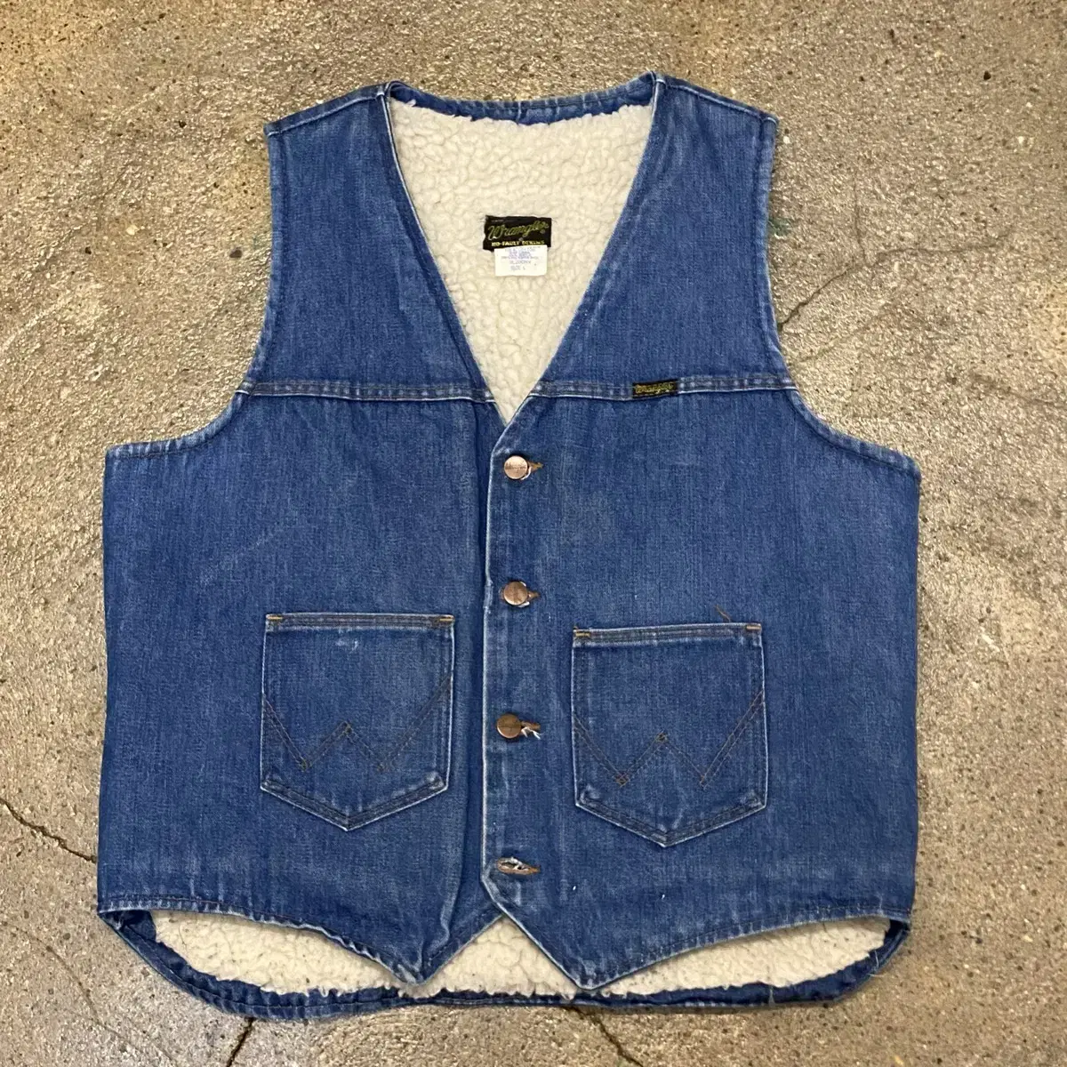 80s Made in USA Vintage Wrangler Fleece Jeans Vest Denim Vest