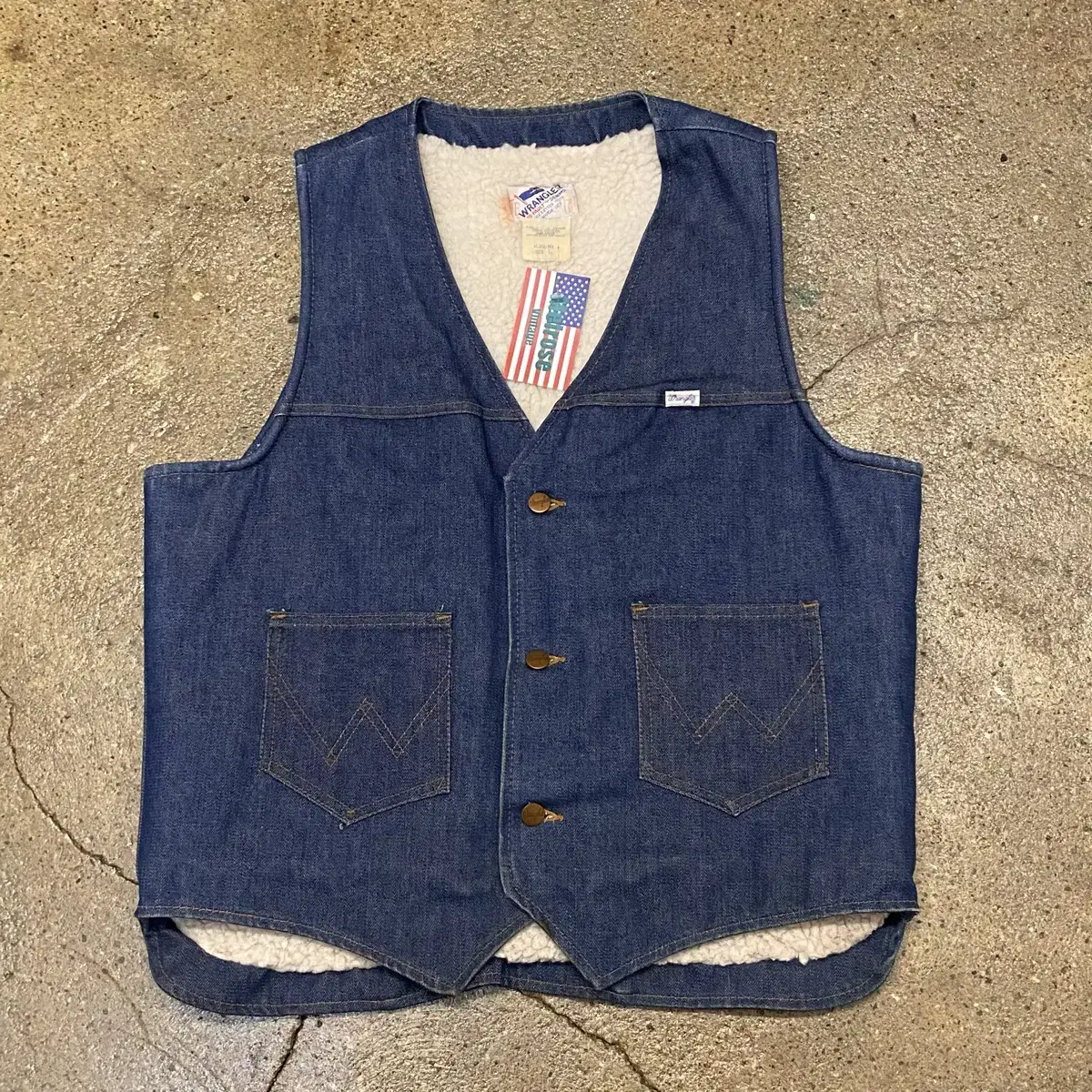 80s Made in USA Vintage Wrangler Fleece Jeans Vest Denim Vest