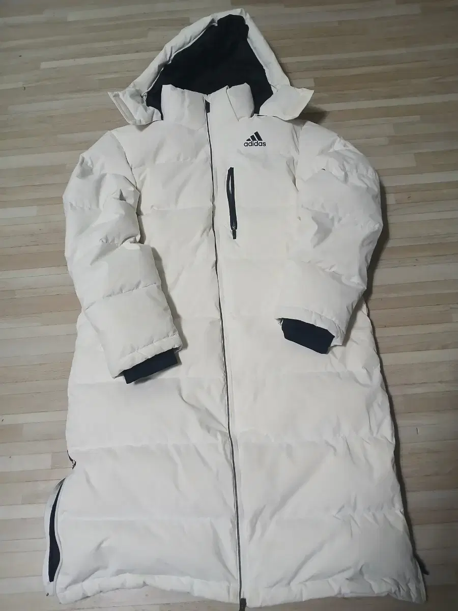 Adidas white long puffer, size L, worn 2 times