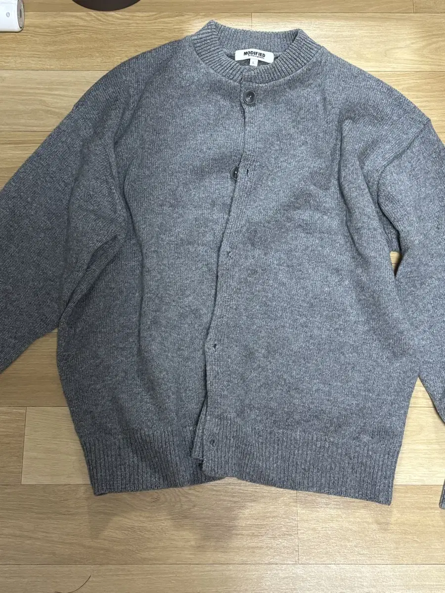 Modified Gray Henley Neck Cardigan