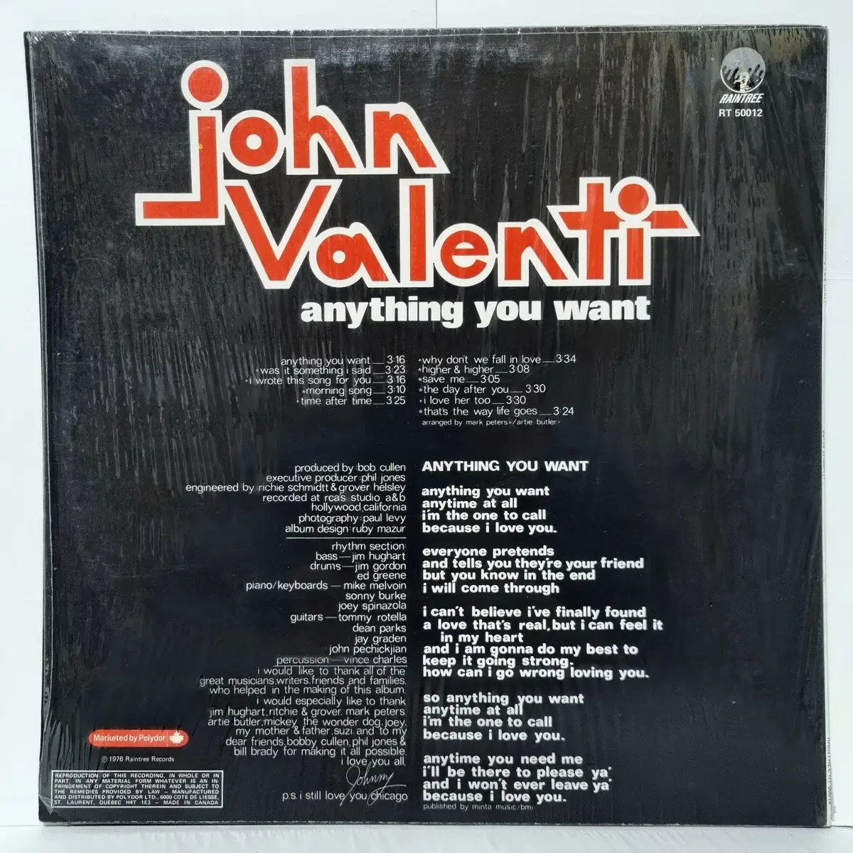 John Valenti - Anything You Want LP